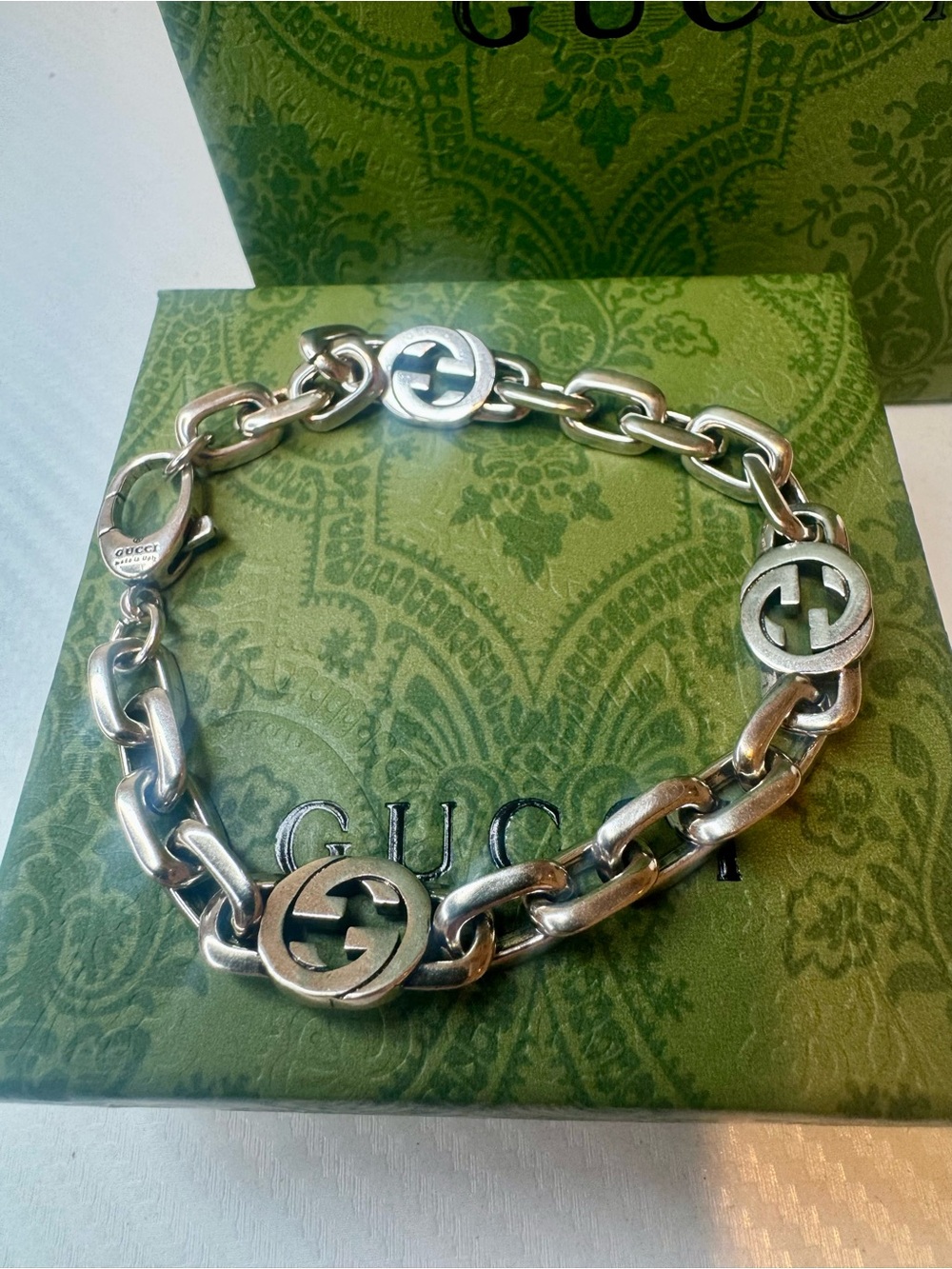 Gucci Silver Interlocking G Link Bracelet